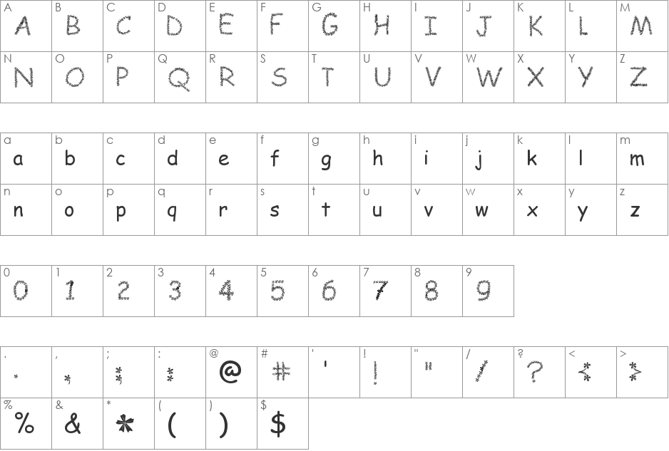 FLOWERcomic font character map preview