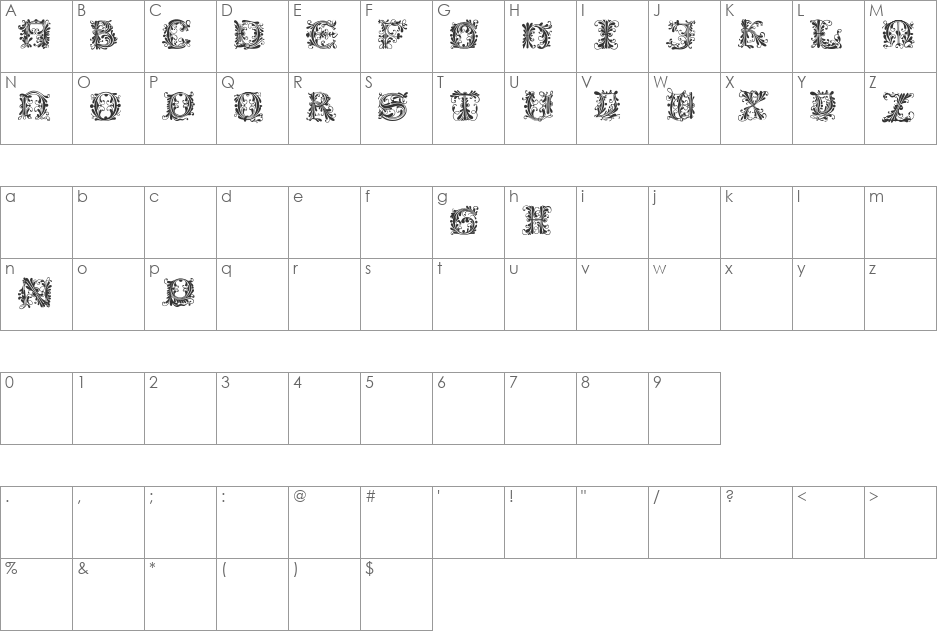 FlowerPower font character map preview