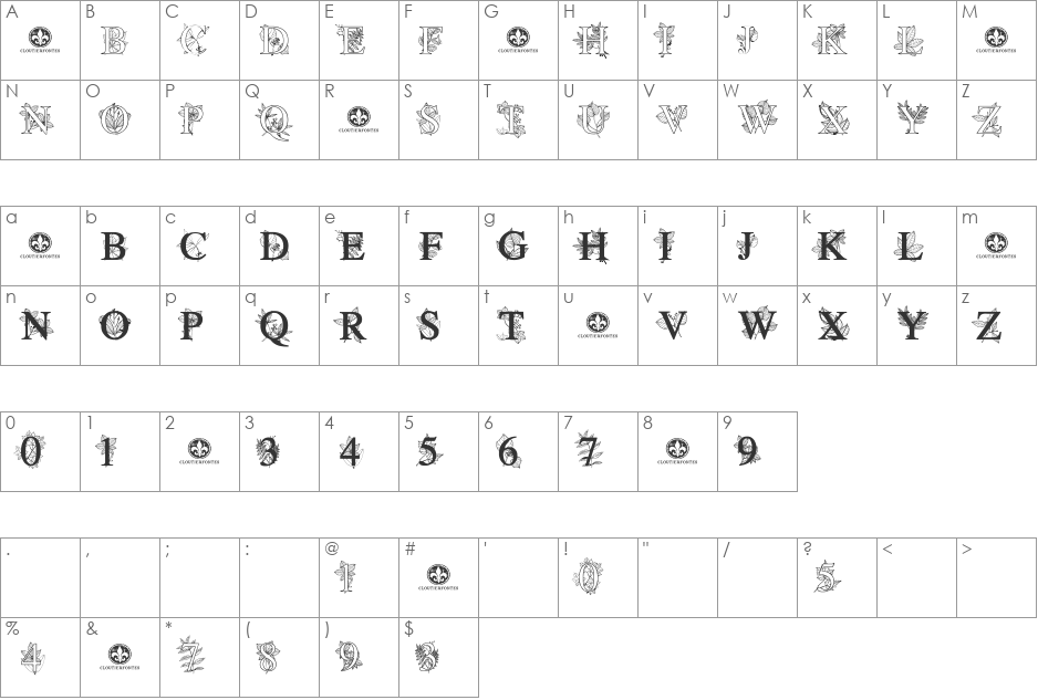 FlowerProDemo font character map preview