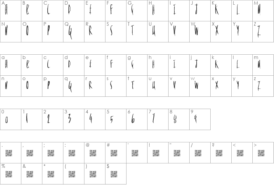 FloweryDeath font character map preview