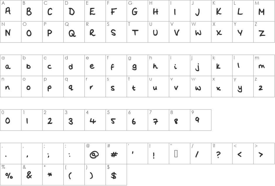 Flo__s_Handwriting font character map preview