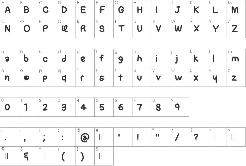 Flubber font character map preview
