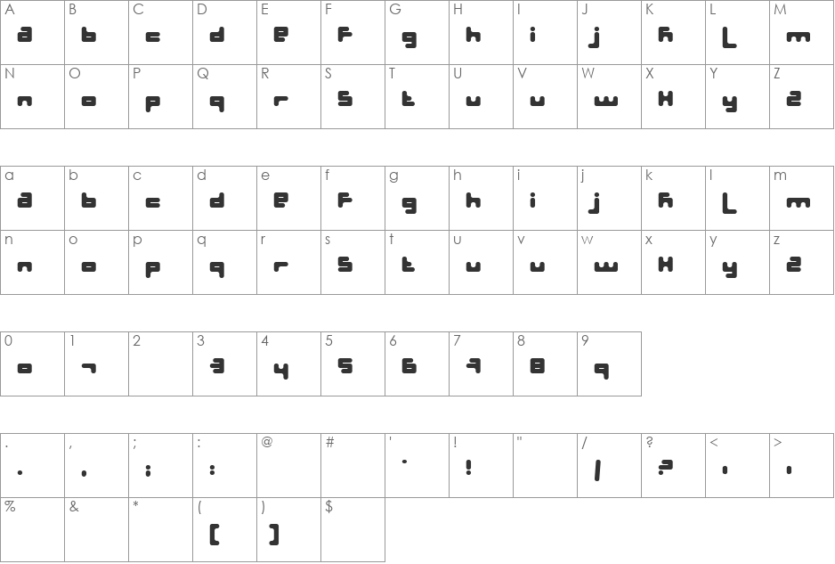 Fluffster font character map preview