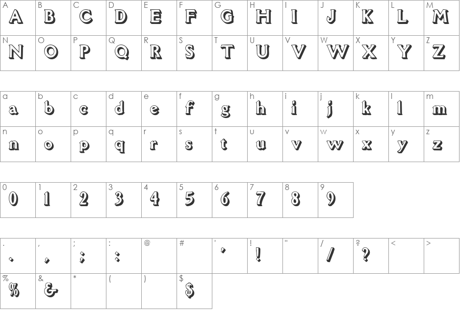 Flug font character map preview