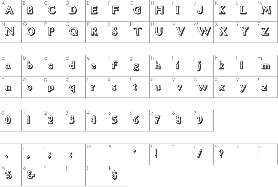 Flug font character map preview