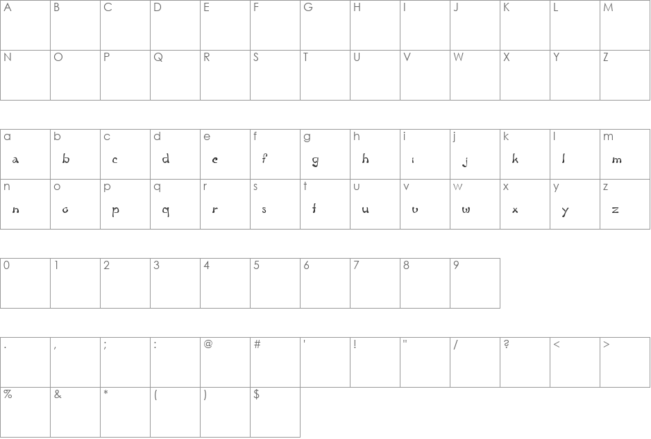 fluid groove font character map preview