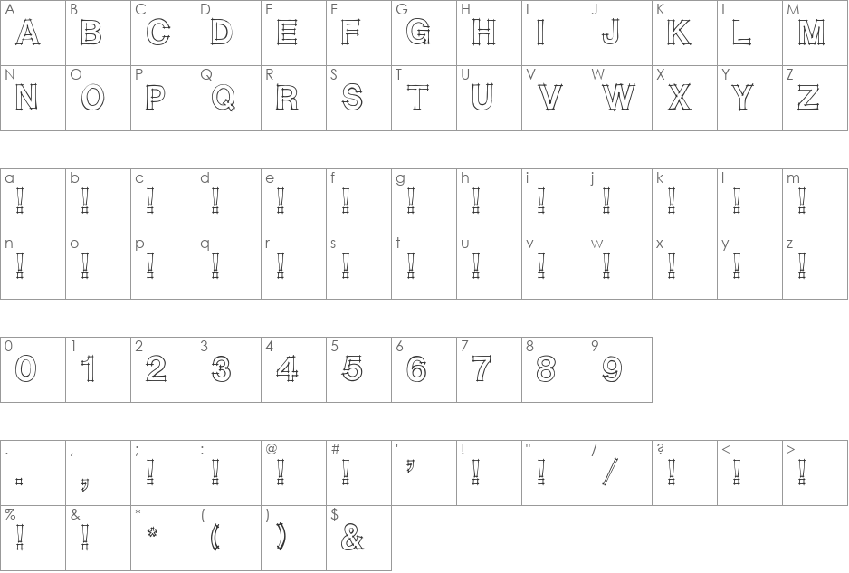 Flunder font character map preview