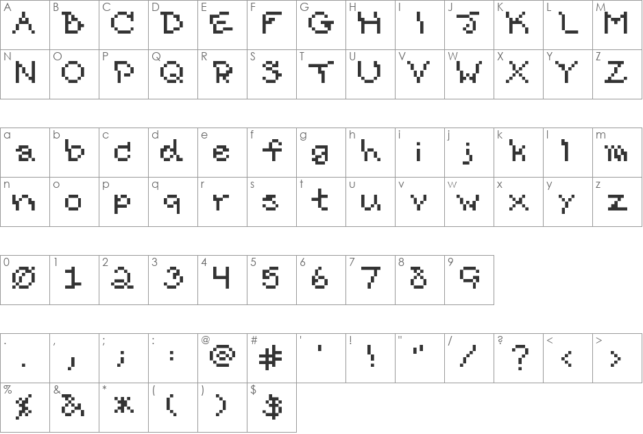 Fluorine Micro font character map preview