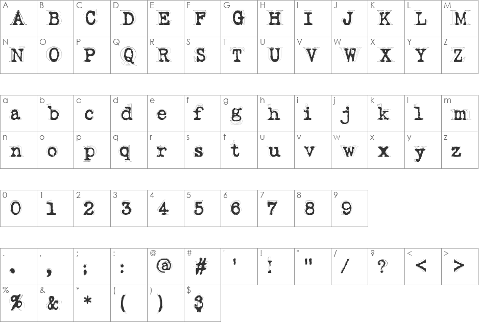 Fluoxetine font character map preview