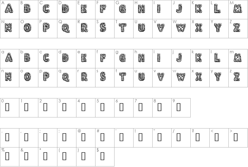 Flux Capacitor font character map preview