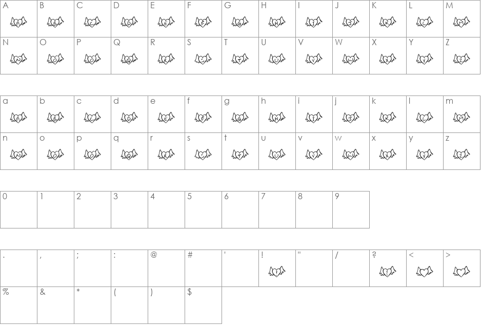 Fly Away font character map preview