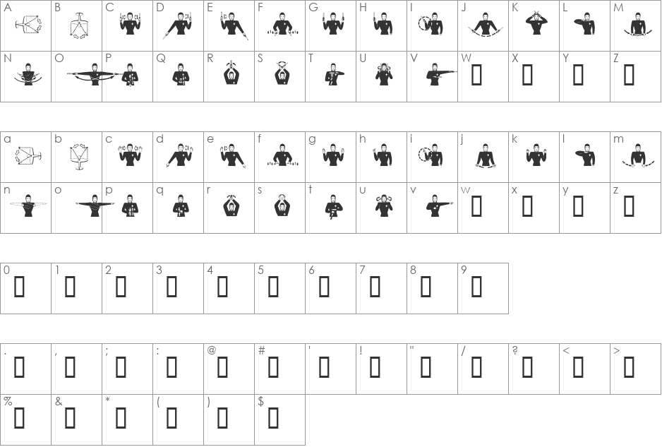 flyboy font character map preview