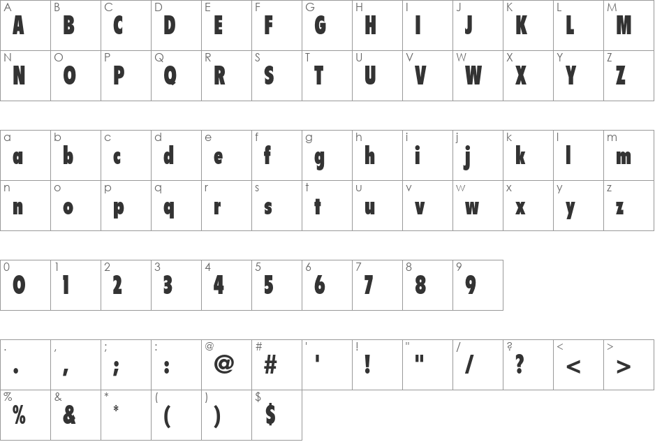 Flyer LT Std font character map preview