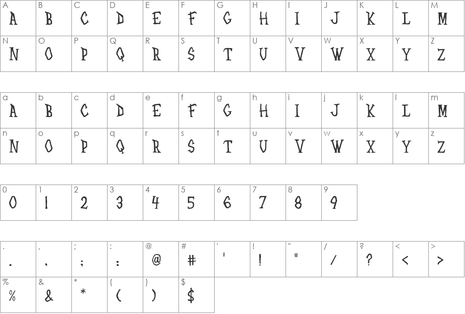 Flyerfonts font character map preview