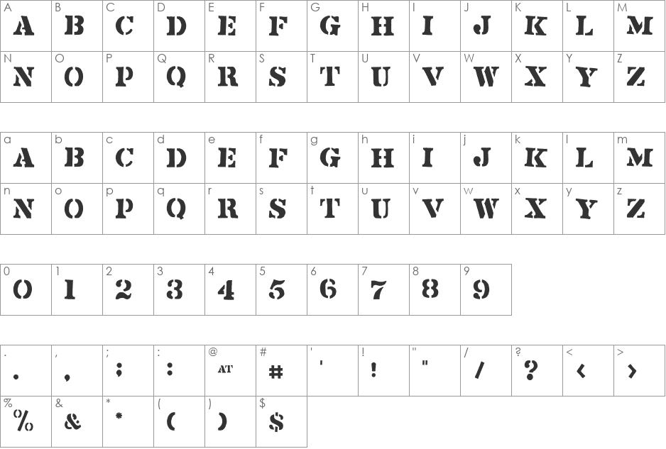 Flyerfonts font character map preview