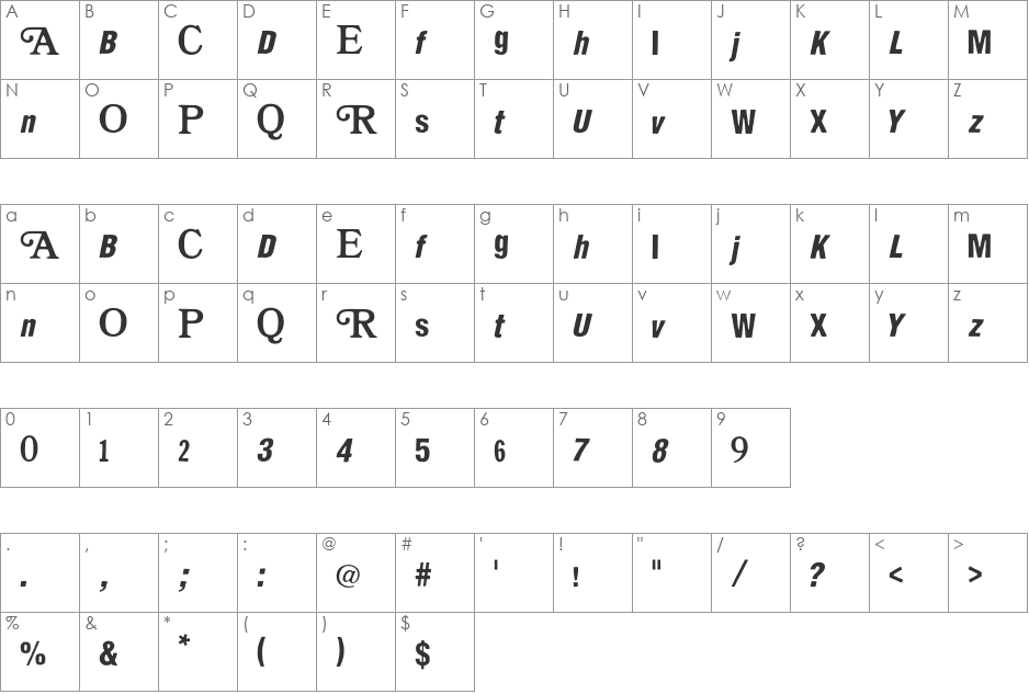 Flyerfonts font character map preview