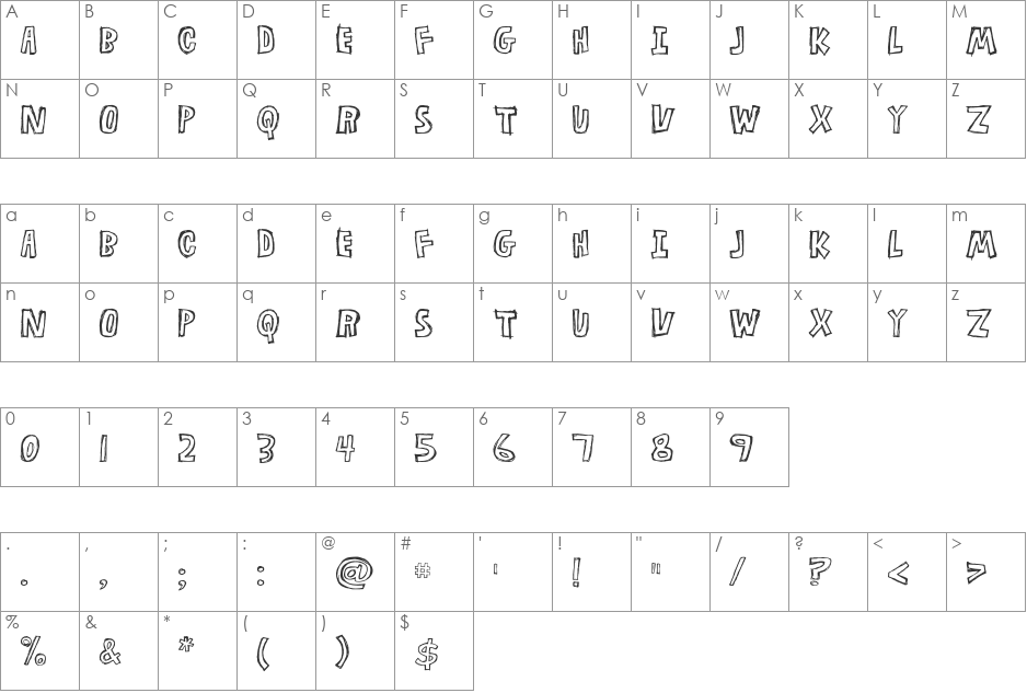 Flyerfonts font character map preview