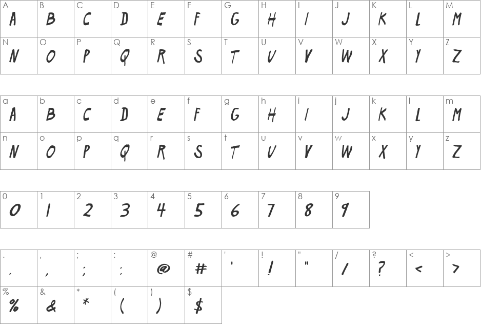 Flyerfonts font character map preview