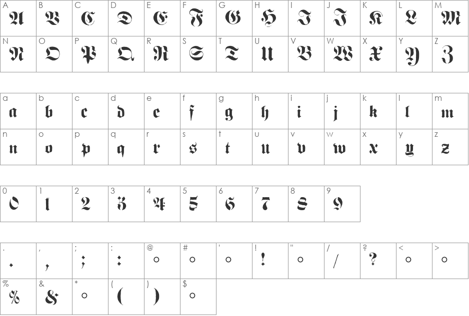 Flyerfonts font character map preview