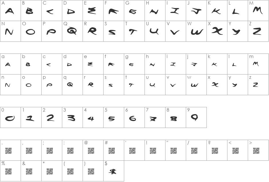 FlyingHigh font character map preview