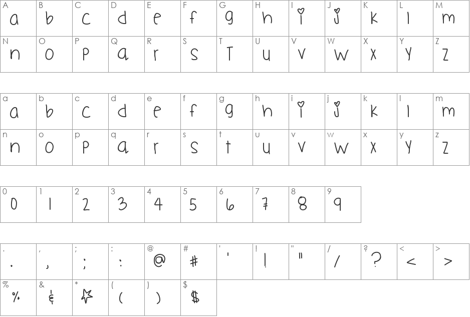 Flyknit font character map preview