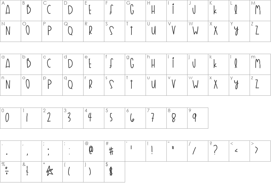 FlyknitLife font character map preview