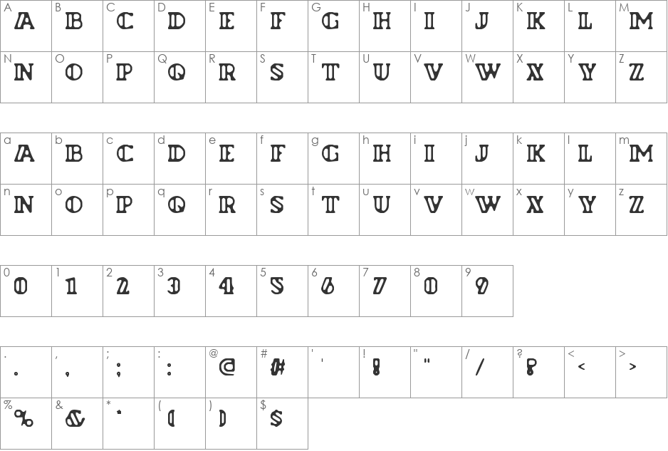 Flyman font character map preview