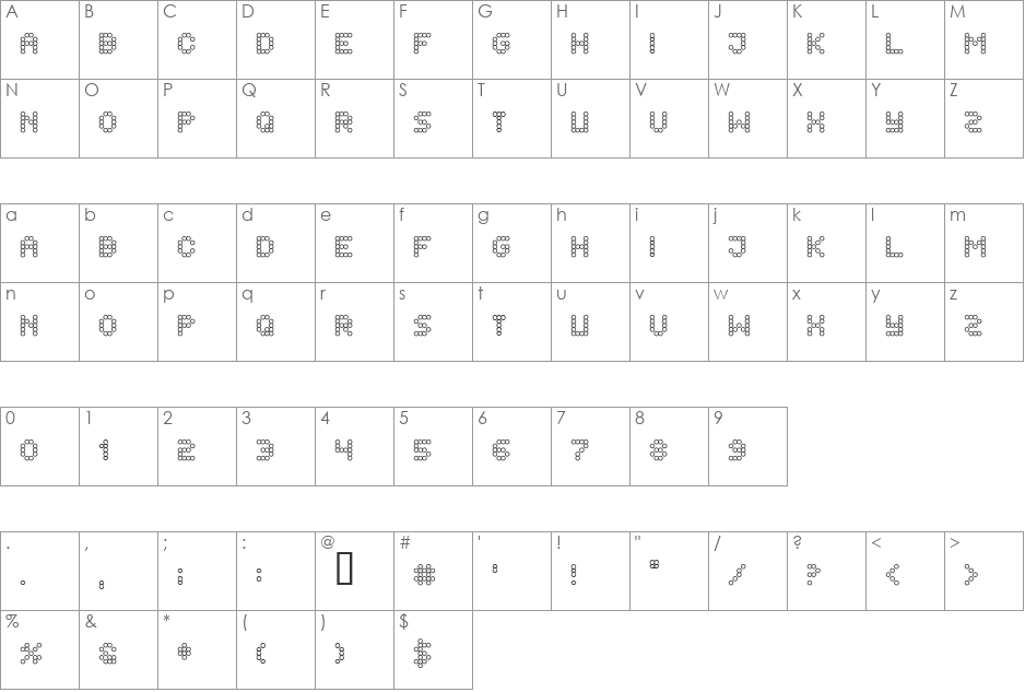 Flytningar sprutande font character map preview