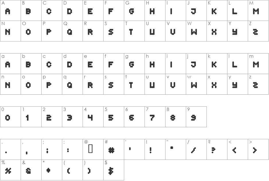 Flytningar Svulstiga font character map preview