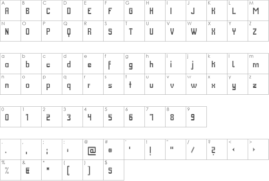 FM College Team outline font character map preview