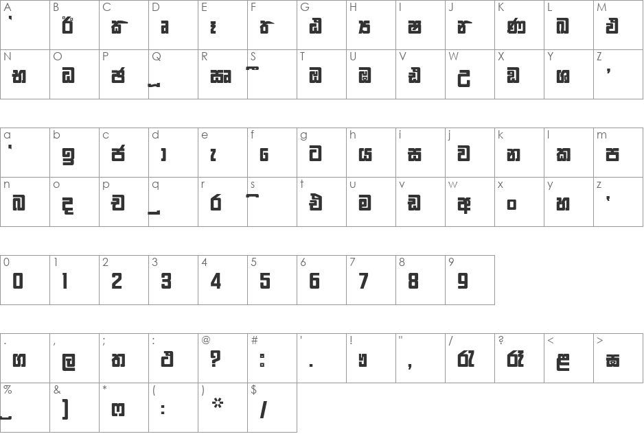 FMGemunu font character map preview