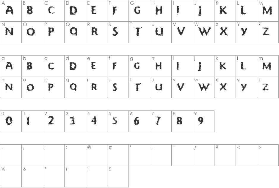 Focal Deviance font character map preview