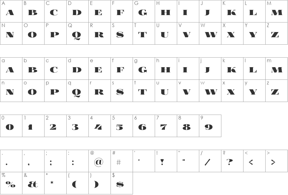 FoglihtenBlackPcs font character map preview