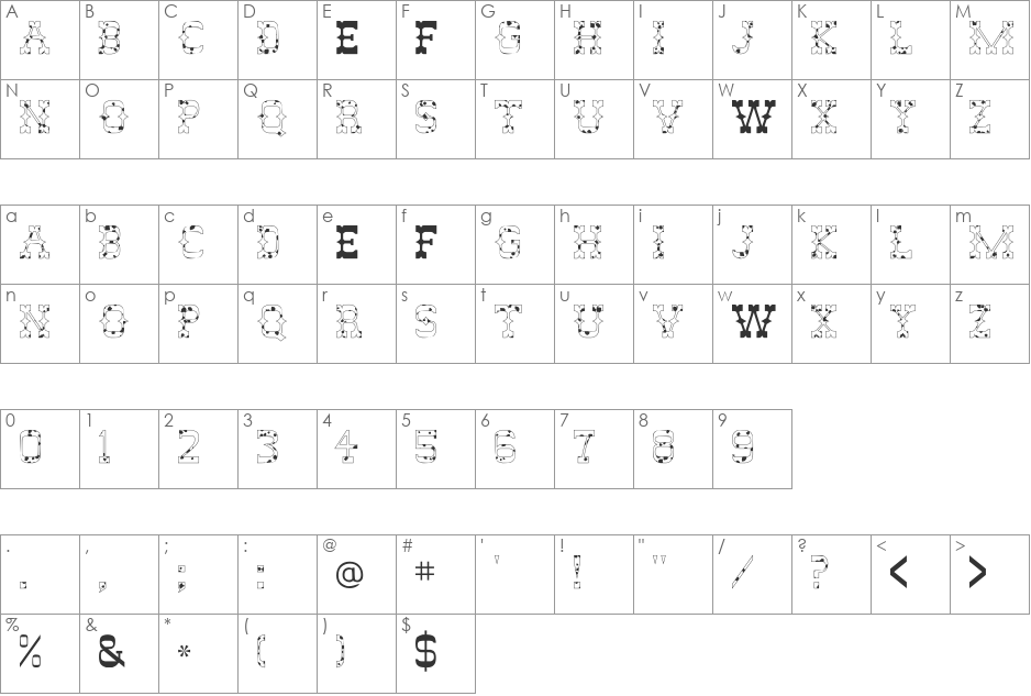 Abilene Cow font character map preview