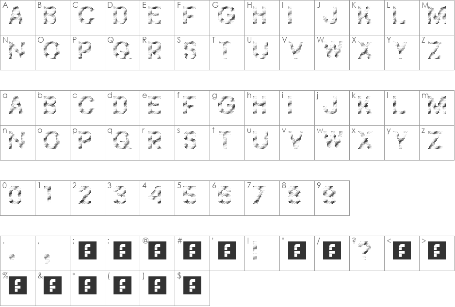 Foilness font character map preview