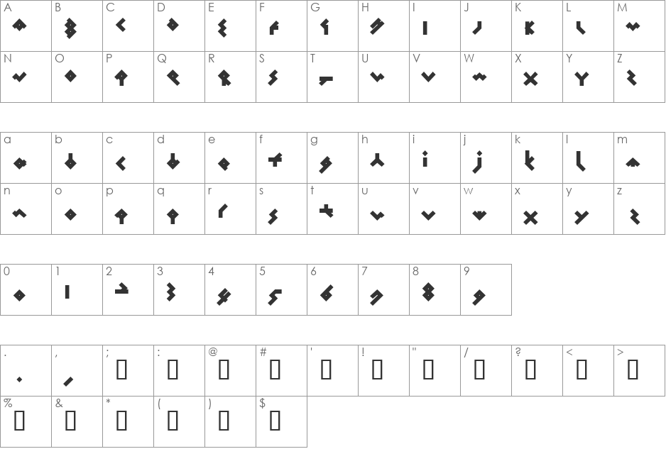 Fol S font character map preview