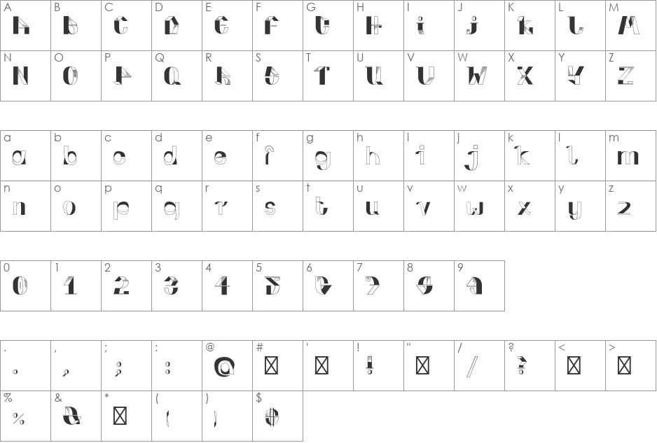 FOLD UP font character map preview