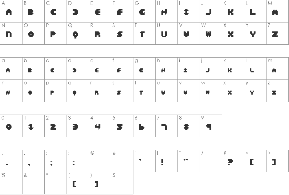 folded font character map preview