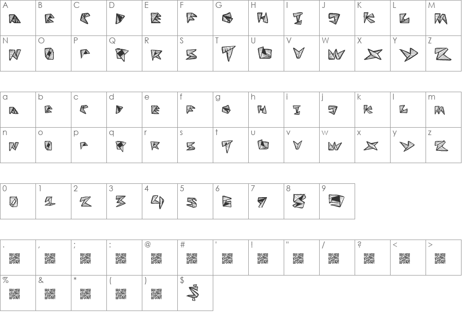 FoldLine font character map preview