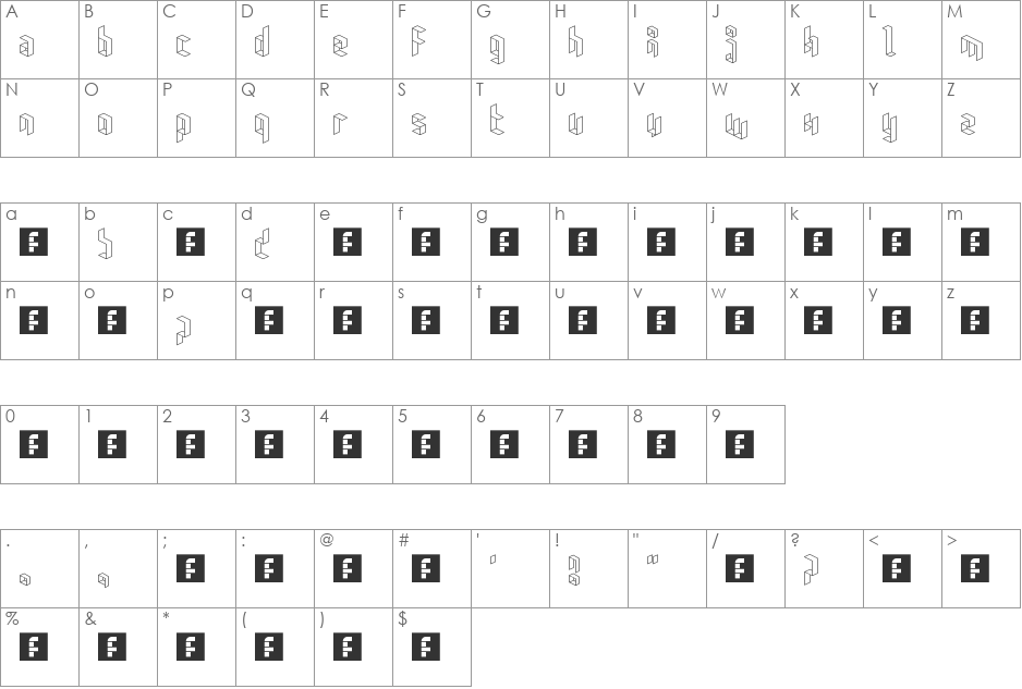 Foldstruct Cloned font character map preview