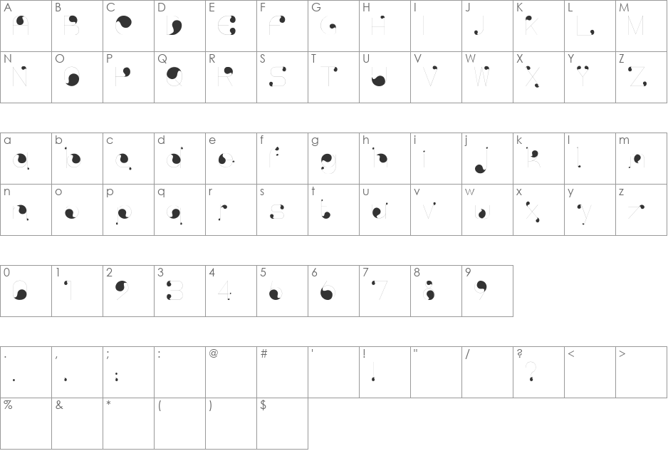 folio font character map preview