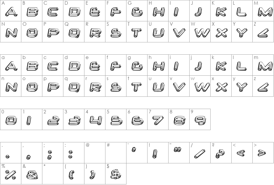 Folio font character map preview