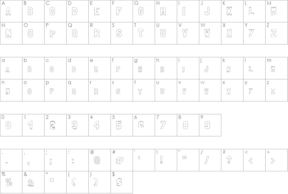 Folk font character map preview