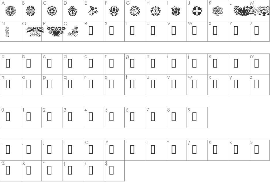 Folk Art 2 font character map preview