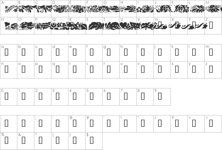 Folk Art Dividers font character map preview