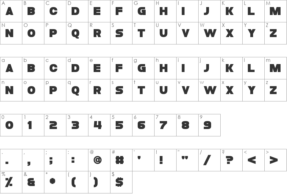 Folklore font character map preview