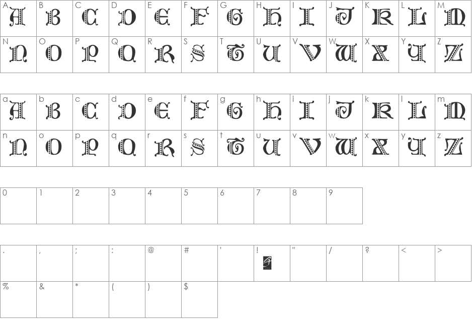 Folks font character map preview