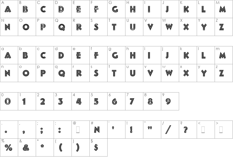 Follies font character map preview