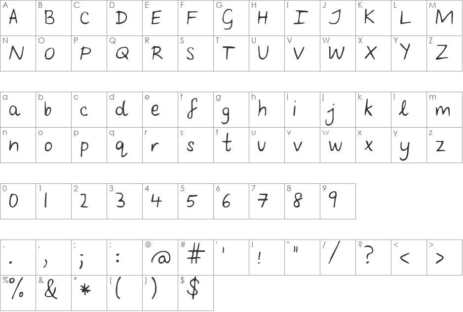 Follow You Into the World font character map preview