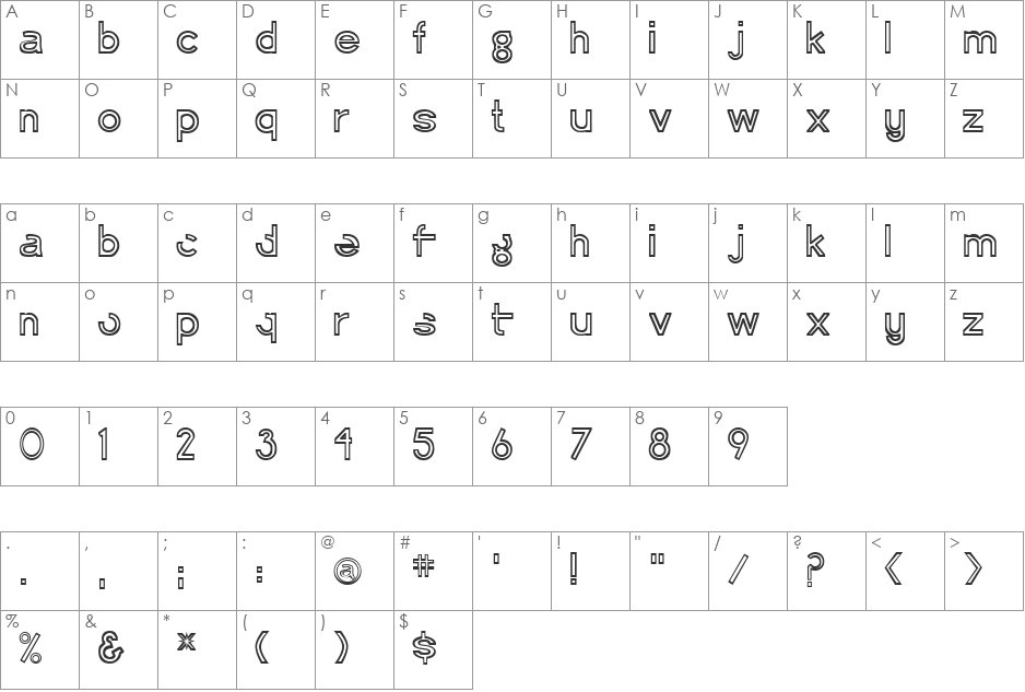 FollowUps font character map preview